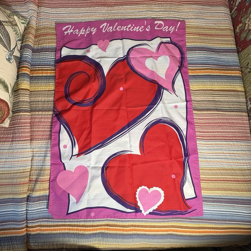 Valentines Day Hearts Decorative Garden Porch Flag 41"x 29" Windsock Wind Sock